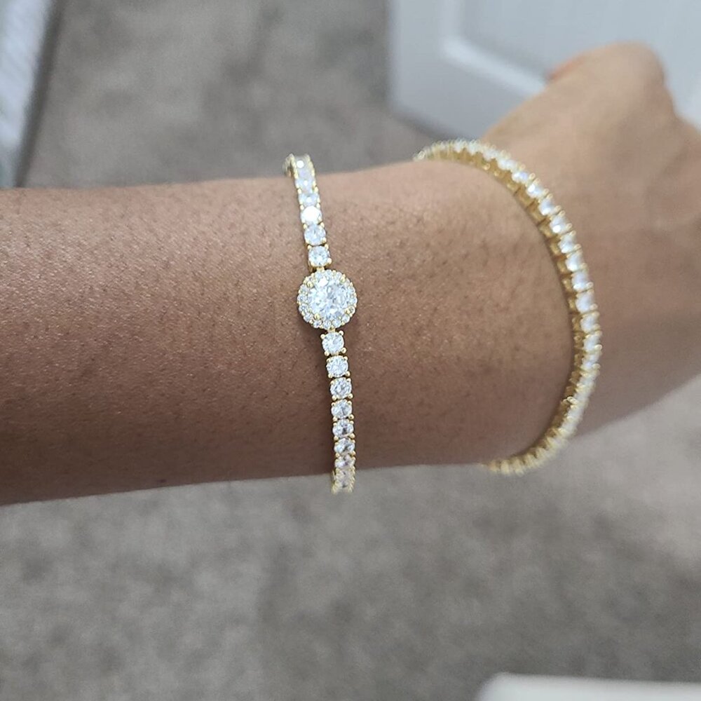 Neiman Marcus 18k Gold Plated 3mm CZ Tennis Bracelet